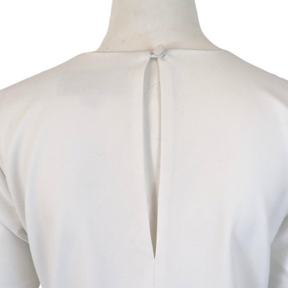 Michelle Mason Side Zipper Blouse Top Womens 2 White Gold  Round Neck Designer - Picture 6 of 11